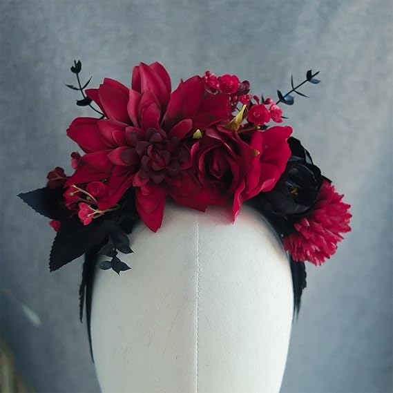 Mexican Flower Crown Day of the dead Headpiece Party Fiesta Flower Headband