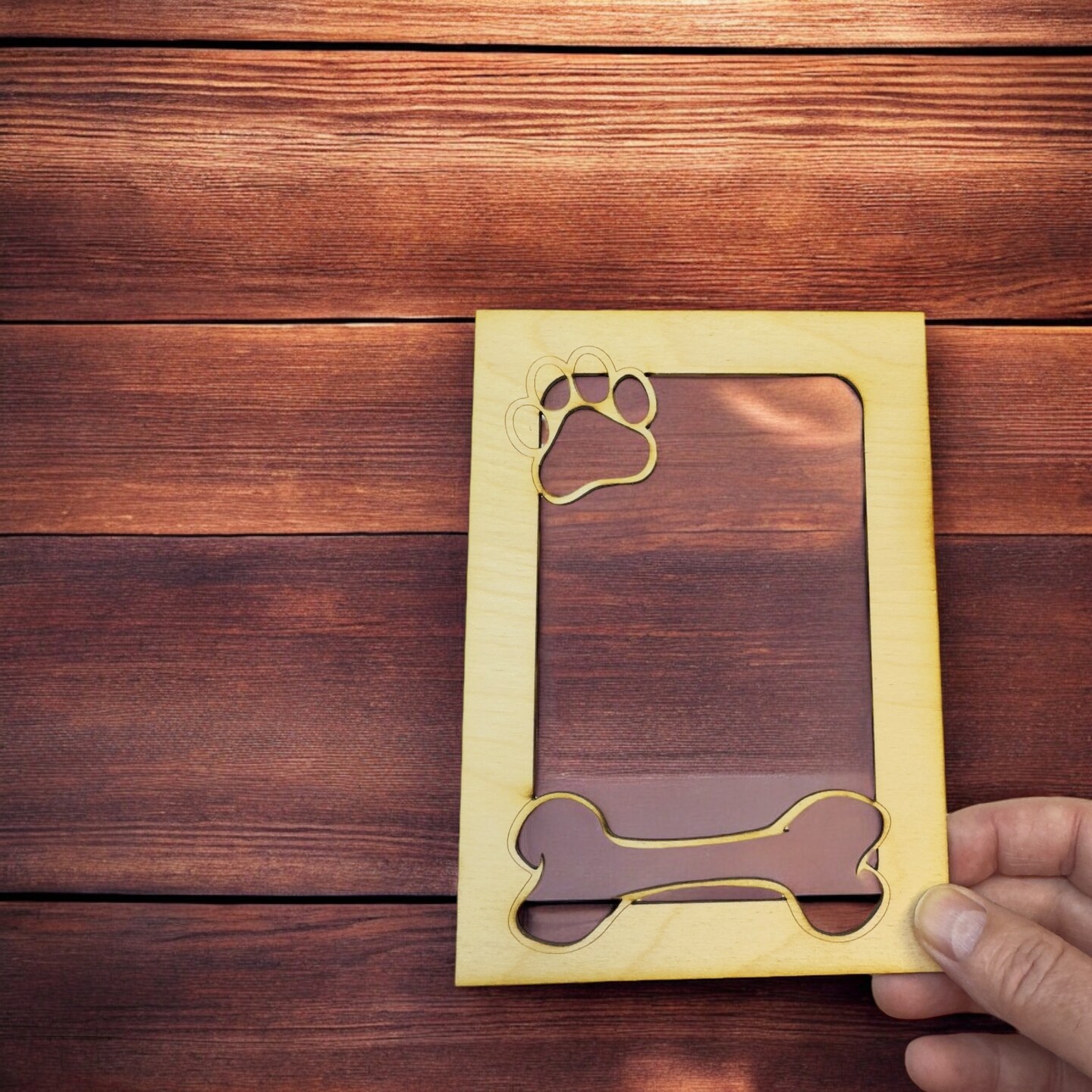 Dog Bone and Paw 5X7 Photo Frame Insert - Baltic Birch