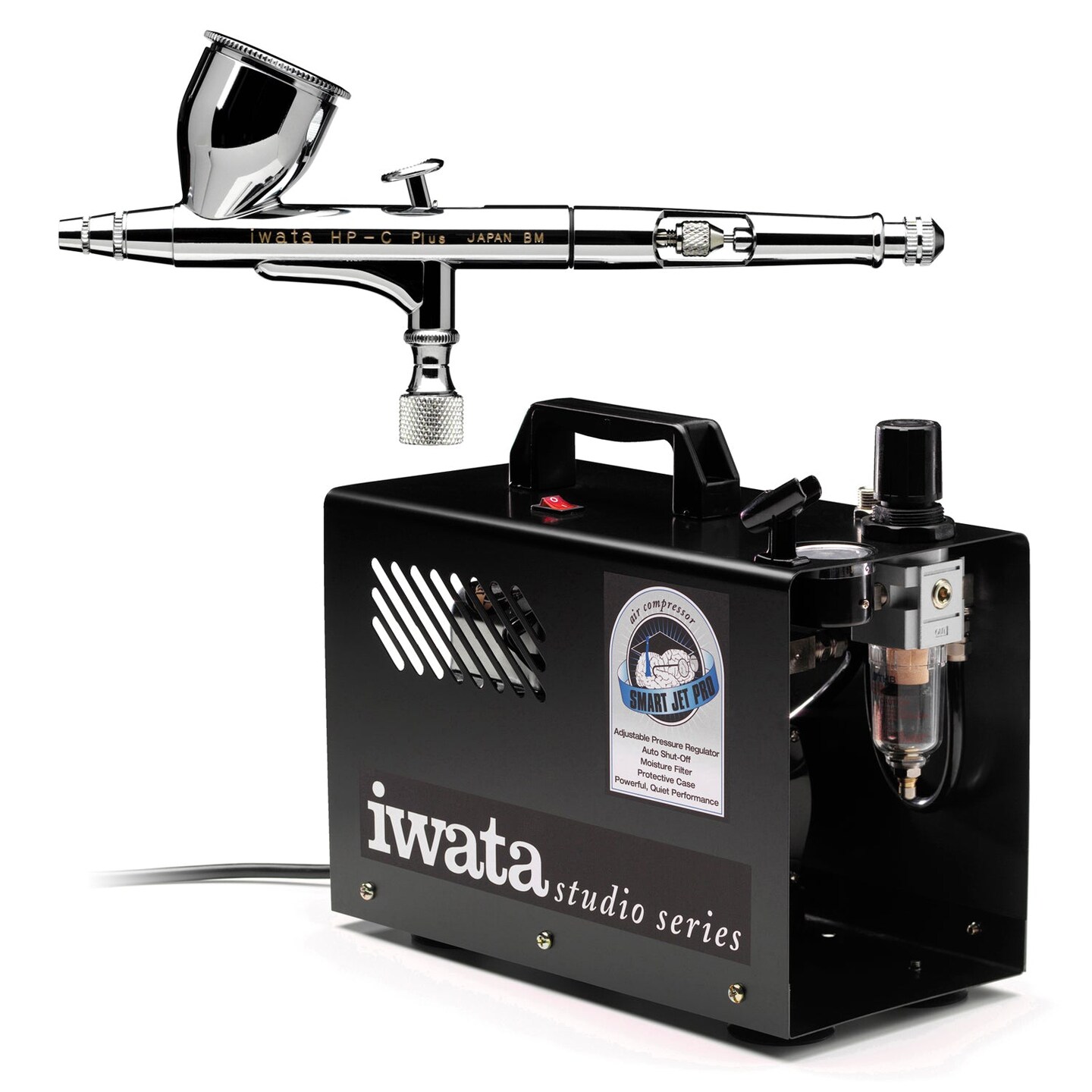 High Performance Plus HP-C Plus Dual-Action Airbrush Kit with Iwata Smart Jet Pro Compressor &#x26; Air Hose
