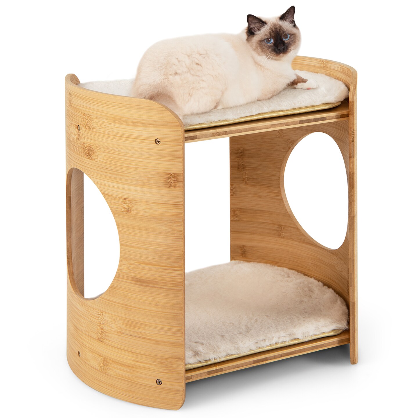 2-tier Cute Small Cat Tree For Indoor Cats with Wicker Frame