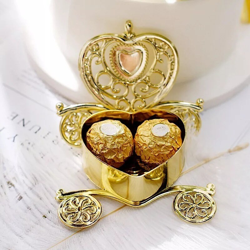 48 pcs 4" long Mini Heart Carriage Favor Holders Wedding Party Home Supplies