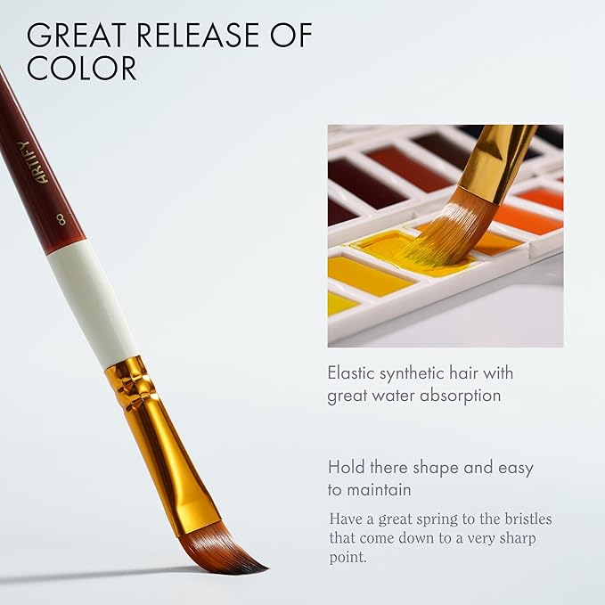 ARTIFY Paint Brushes for Acrylic Painting, 15 Pcs 2024 New Painting Supplies, Artist Paint Brush Set for Watercolor, Oil and Gouache Painting, Red Wine