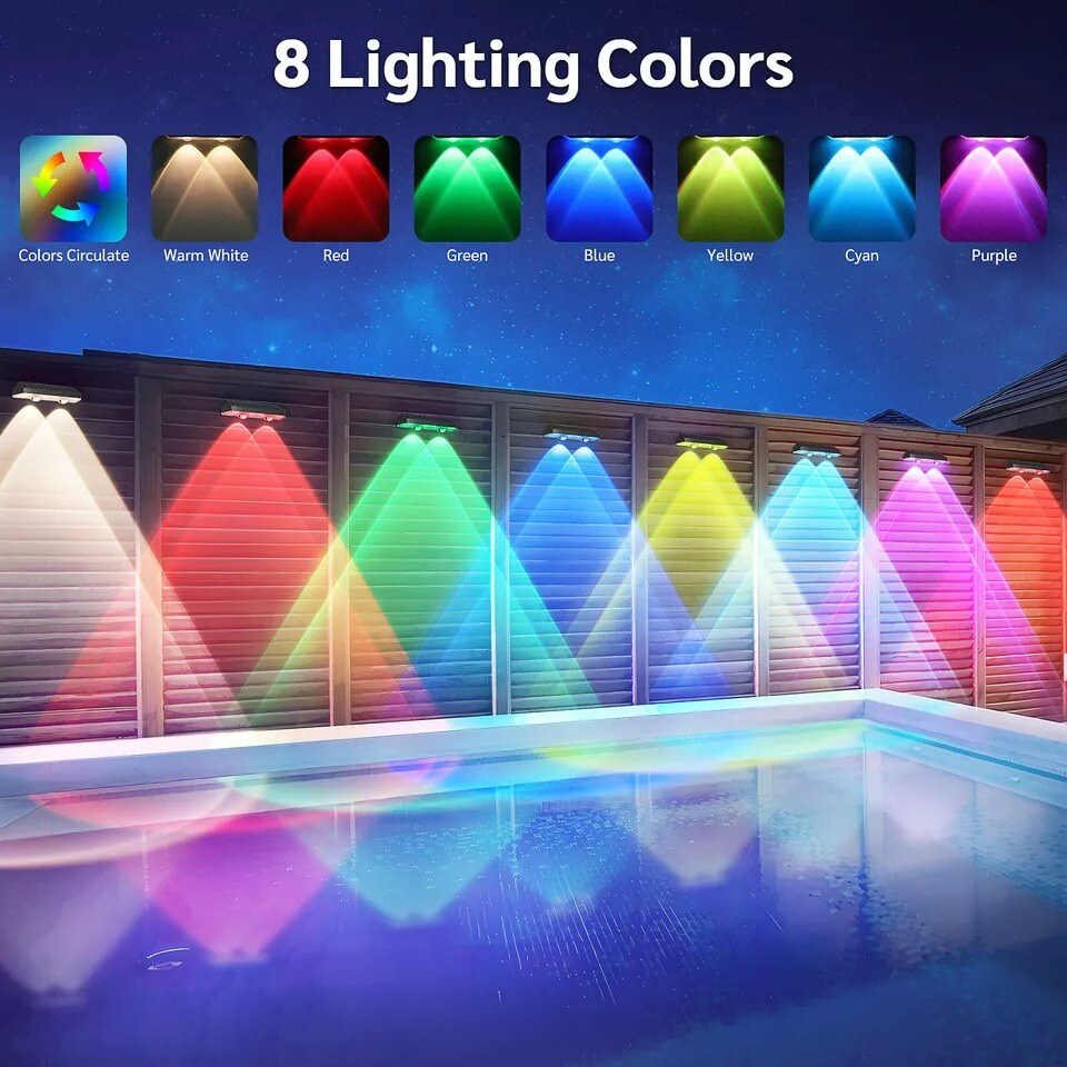 2Pack LED Solar Power Wall Light Outdoor Garden Waterproof Fence Deck Steps Lamp