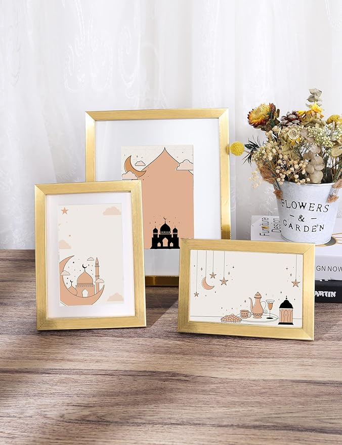 4x6 Picture Frames (1 Pack, Gold), Simple Designed Photo Frame, For Pictures 4x6 for Wall Mounting, Classic Simple Home Office Decor