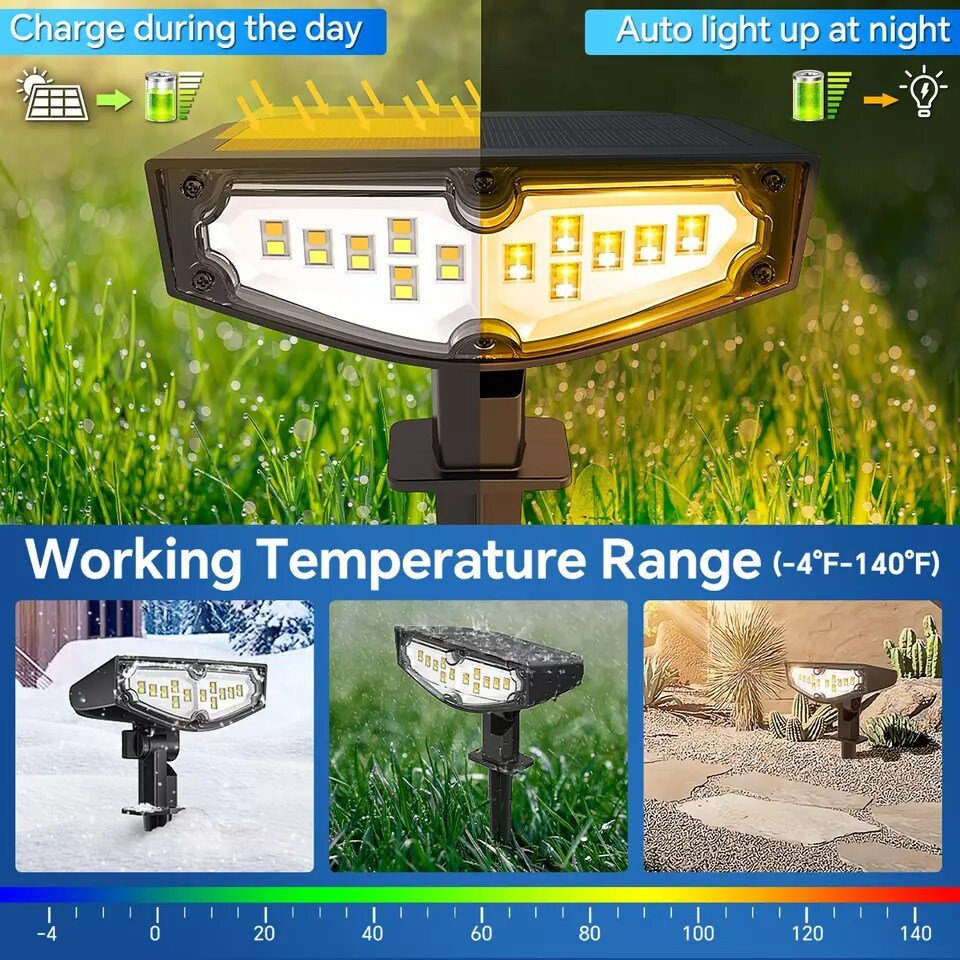 24 LED Solar Spot Lights Outdoor Garden Patio Security Pathway Landscape Lamp