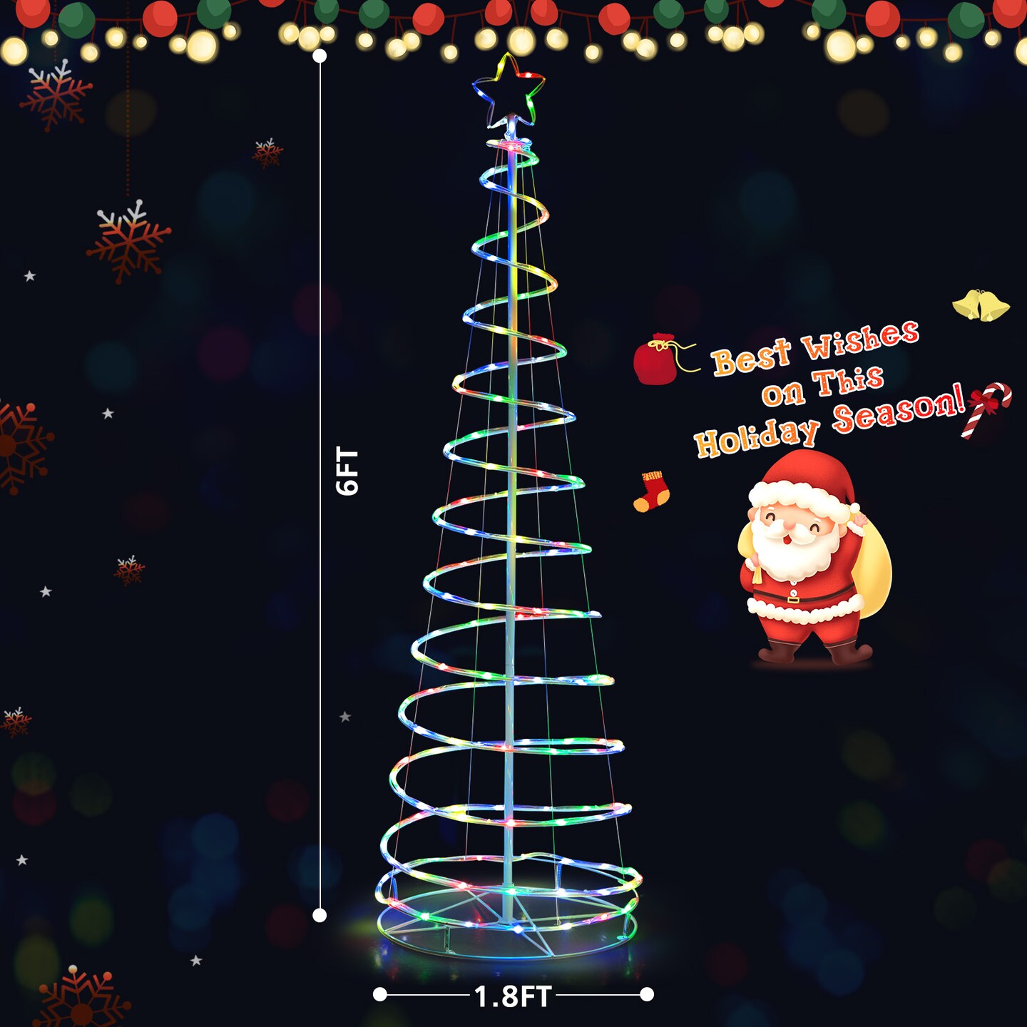 6 Feet Light Up Spiral Christmas Tree With Tree Top Star-white