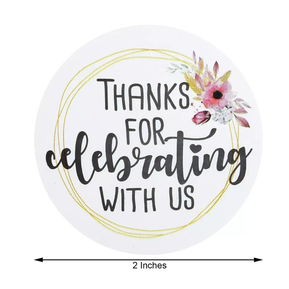 500 Self Adhesive Thank You For Celebrating with Us STICKERS for DIY Makers