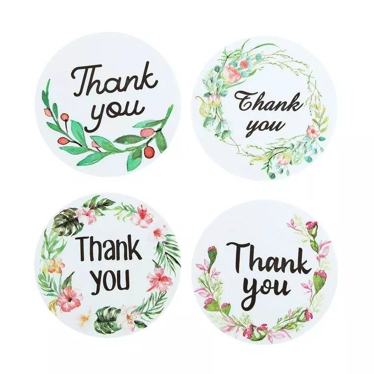 500 Self Adhesive 1.5&#x22; Round Floral Thank You STICKERS Labels DIY Crafts Favors