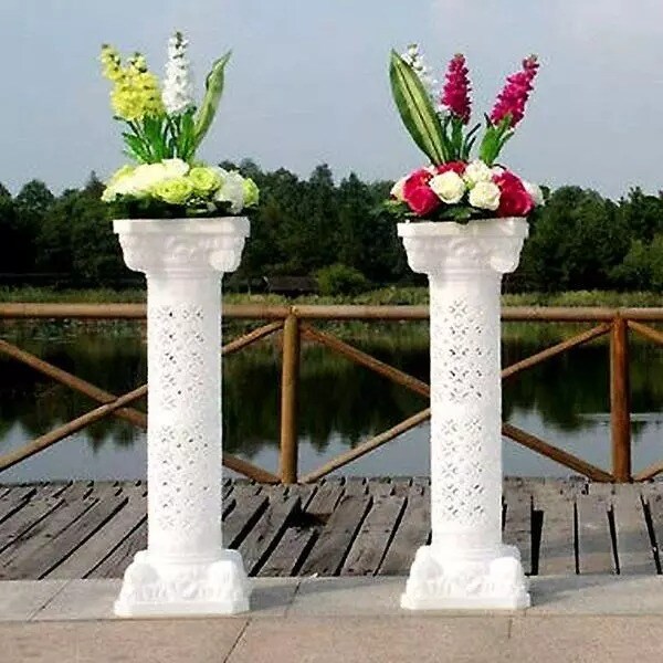 4 White 42&#x22; Adjustable Roman Decorative Columns Pedestal Stands Party Supplies