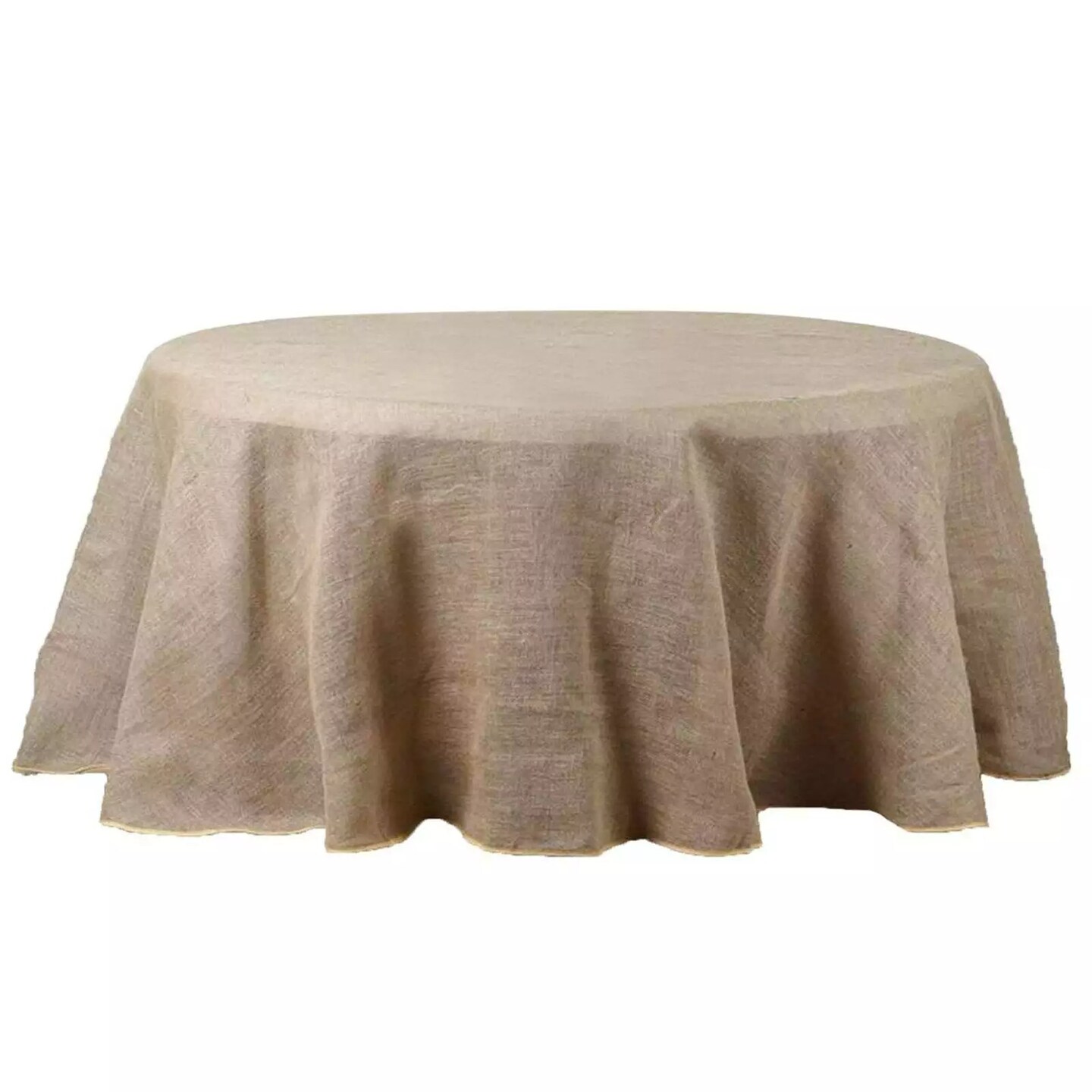 120&#x22; Natural Brown BURLAP ROUND TABLECLOTH Wedding Party Trade Booth Linens