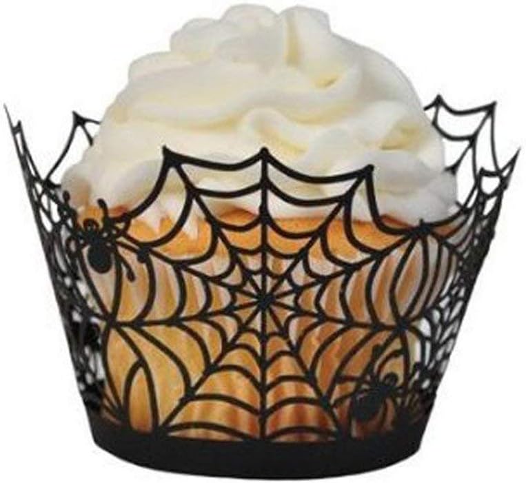 Halloween Cupcake Wrappers,Spider Web Cupcake Wrapper,Halloween Party Decorations Supplies 36Pcs