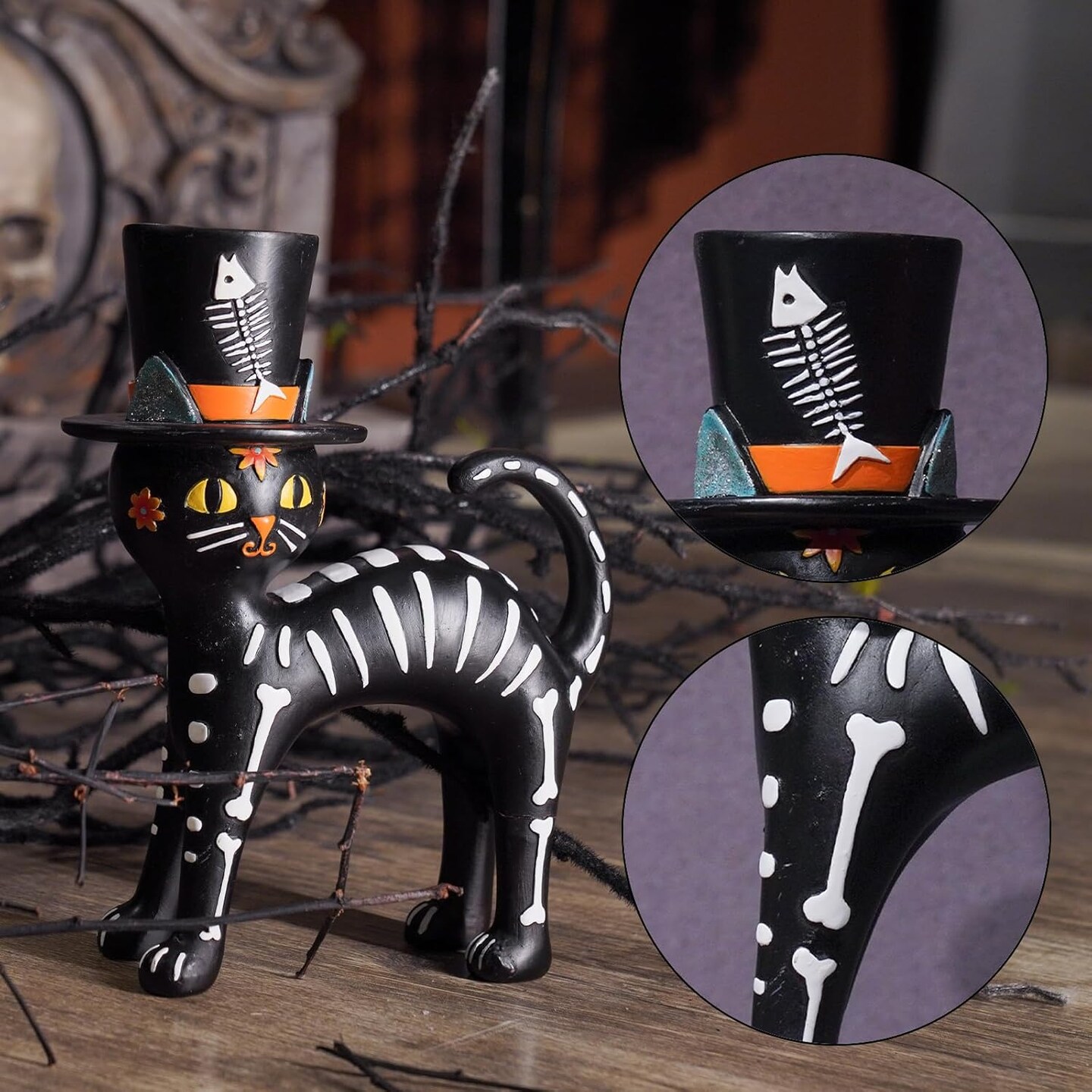 Halloween Decorations Sugar Cat Skeleton