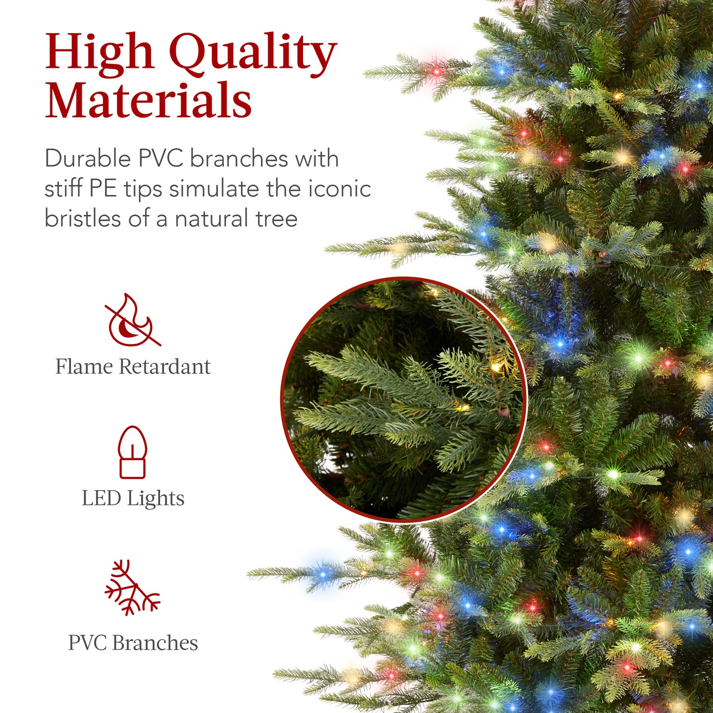 Best Choice Products Pre-Lit Artificial Aspen Noble Fir Christmas Tree w/ Branch Tips, LED Lights