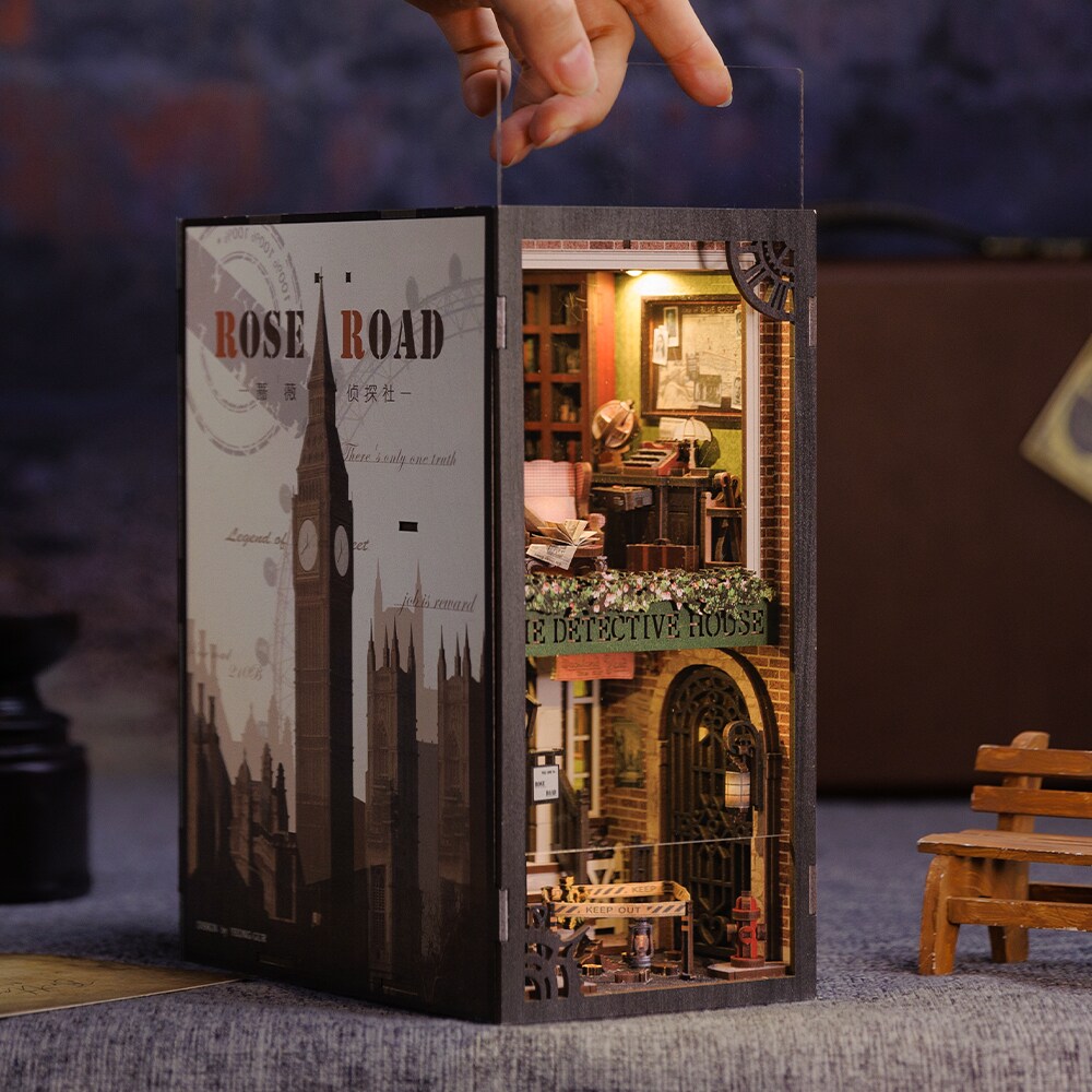 DIY Miniature Book Nook Kit | Rose Detective Agency w/ Dust Cover