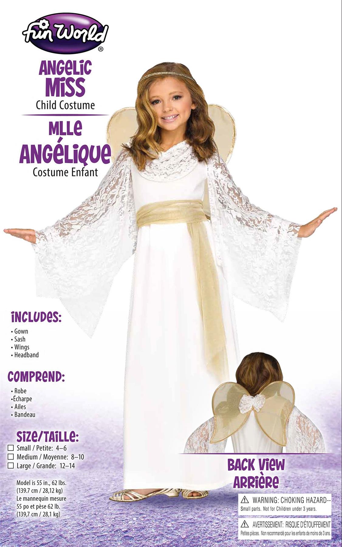 Angel Maiden Girls Halloween Fancy-Dress Costume for Child Large