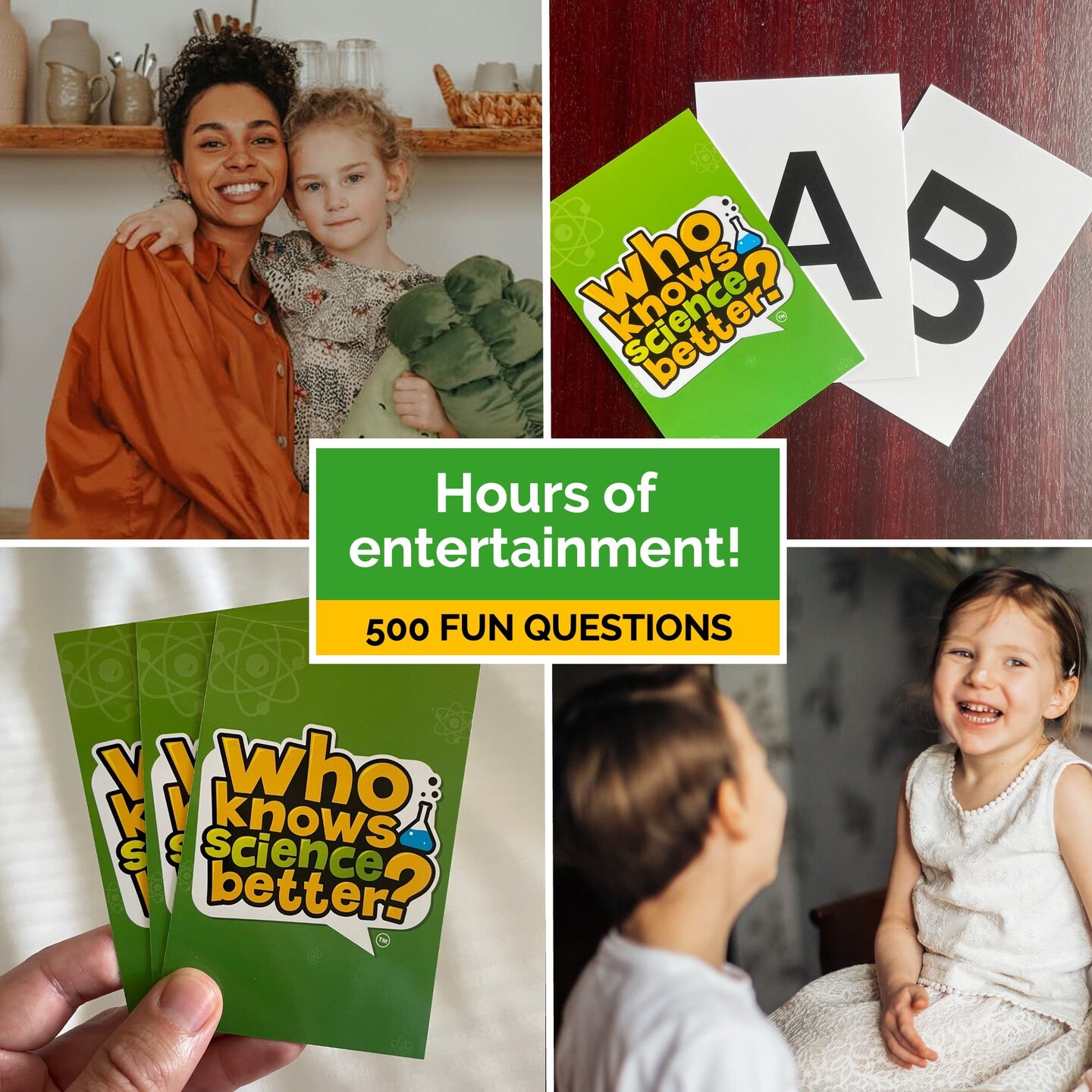 QUOKKA Who Knows Science Better - Learning Family Trivia Games for Kids Ages 5-7 - 500 Educational Questions | Set Up in 1 Min | 2+ Players - Science Learning Games - Learning Games for Kids Ages 8-12