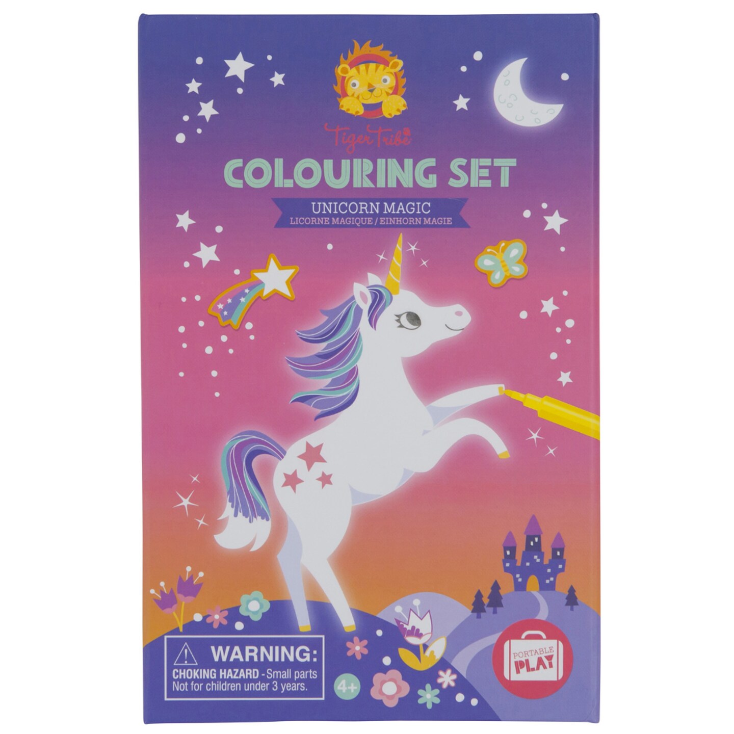 Tiger Tribe: Coloring Set - Unicorn Magic - Activity Set w/ Stickers, Coloring Pages &#x26; Markers Stored Inside Magnetic Sealed Storage Box, Kids Ages 4+