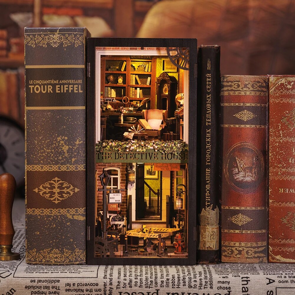 DIY Miniature Book Nook Kit | Rose Detective Agency w/ Dust Cover