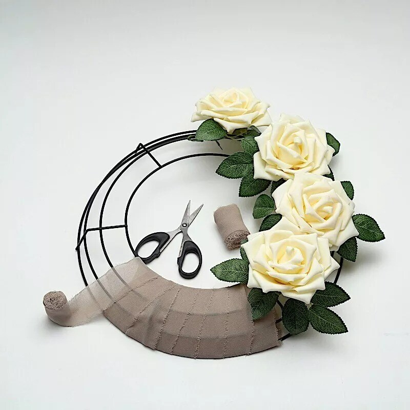 14&#x22; Black Round Metal Floral Hoop Wreath Frame Wedding Party Home Decorations