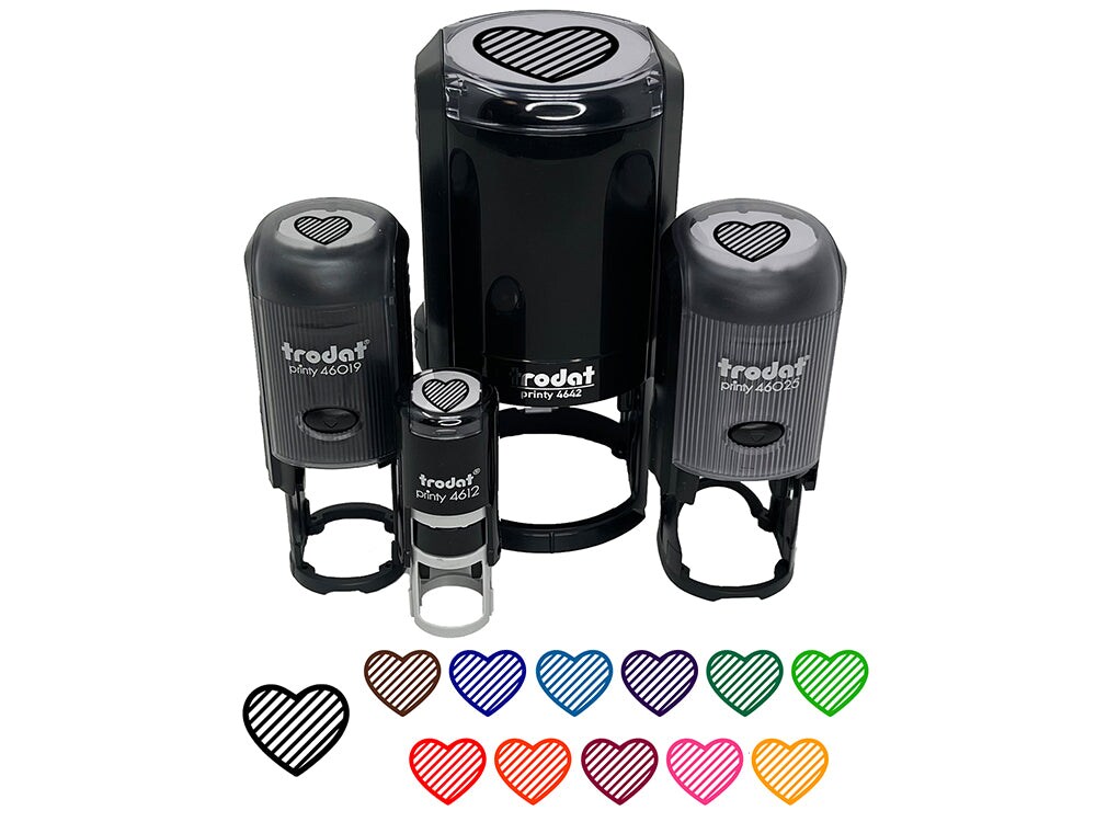 Heart with Stripes Self-Inking Rubber Stamp for Stamping Crafting Planners