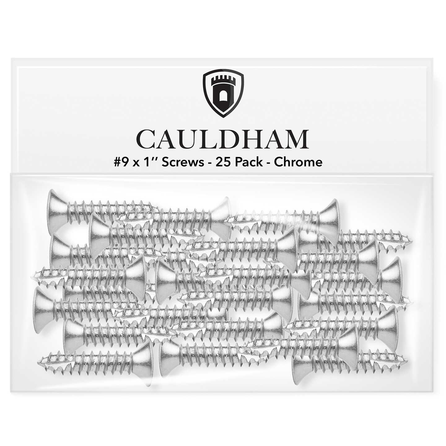 Cauldham Wood Screws #9 x 1 Inch for Door Hinges - 25 pack