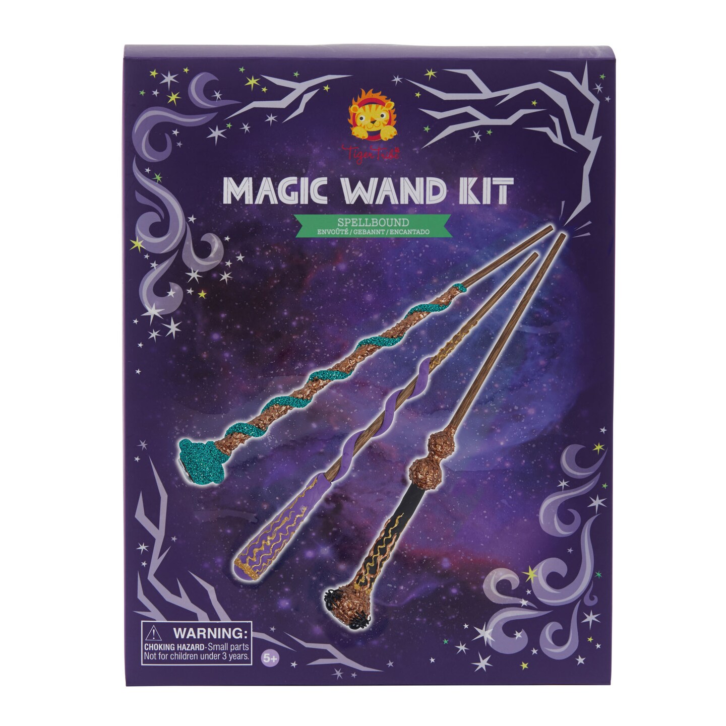 Tiger Tribe: Magic Wand Kit - Spellbound - Create 3 Sparkling Metallic Jewel Wands, Decorate Wooden Wands With Clay, Spiders &#x26; Jewels, Kids Ages 5+