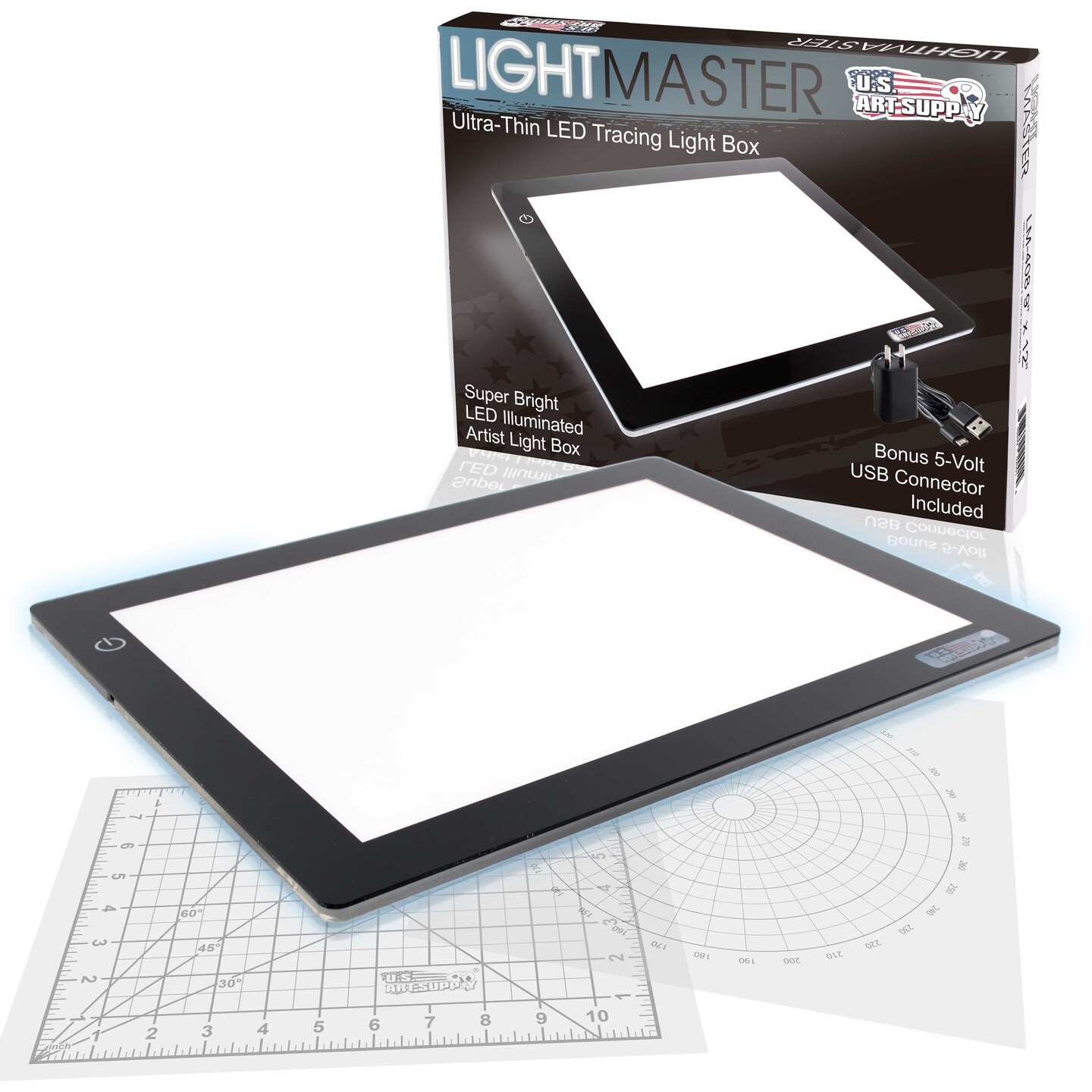 Lightmaster 9&#x22; x 12&#x22; (A4) Light Box 5V Ultra-Thin Profile w/ USB Power Adapter