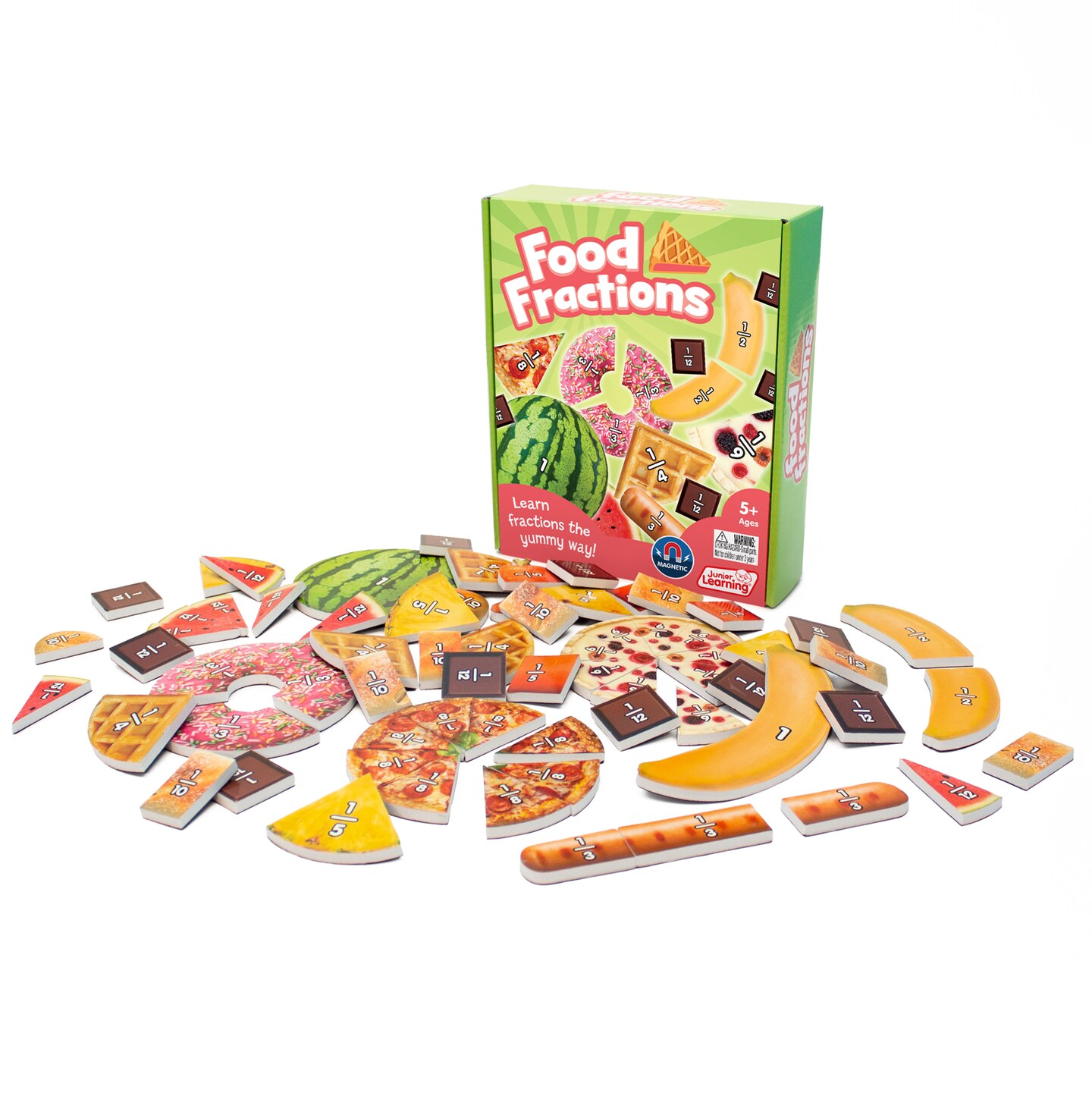 Junior Learning Food Fractions Educational Learning Set - Learn Fractions the Yummy Way