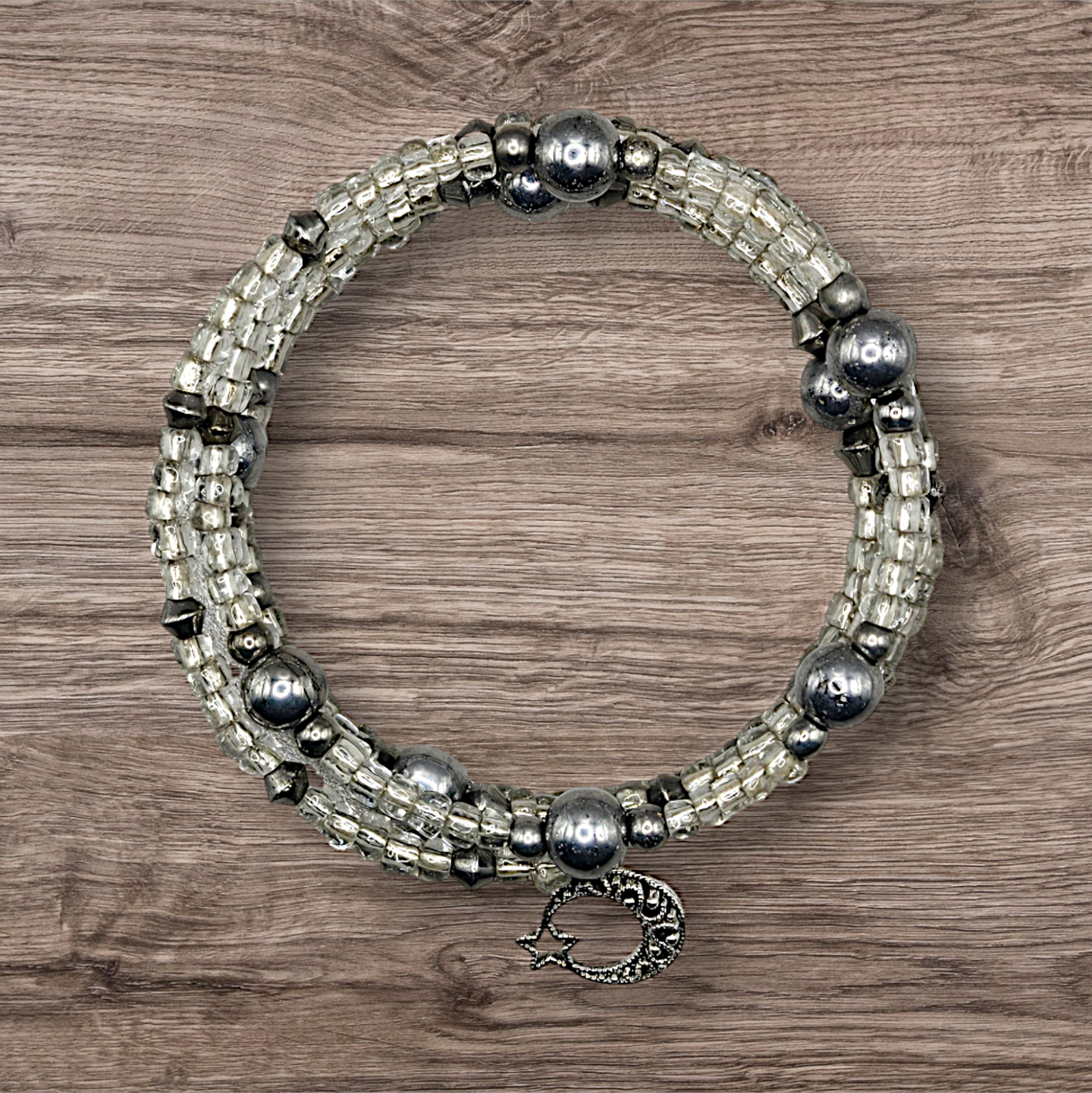 Multi Row Bangle Bracelet, Memory Wire Bracelet, Seed Bead 4 Coil