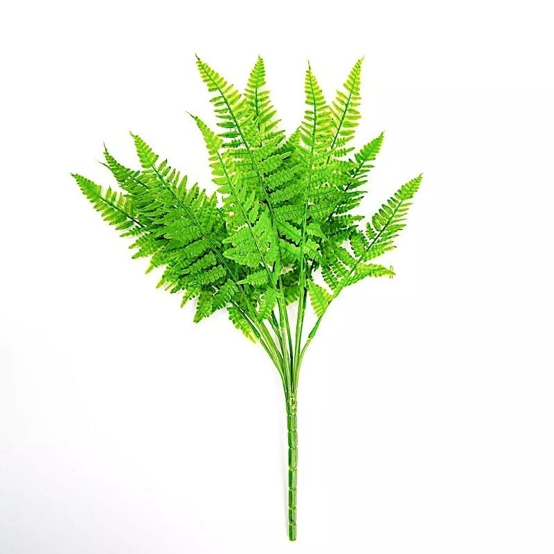 2 Green 19&#x22; Faux Boston Fern Artificial Leaves Greenery Stems Party Decorations