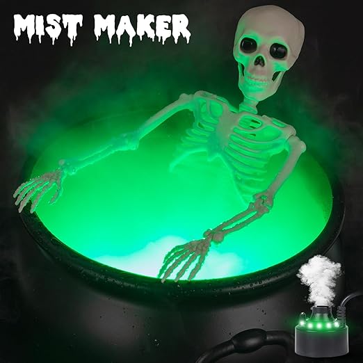 Halloween Decorations Outside - Large Witches Cauldron on Tripod with Big Skeleton &#x26; Cauldron Diffuser - Skeleton Halloween Party Decor for Outdoor Yard Home Porch