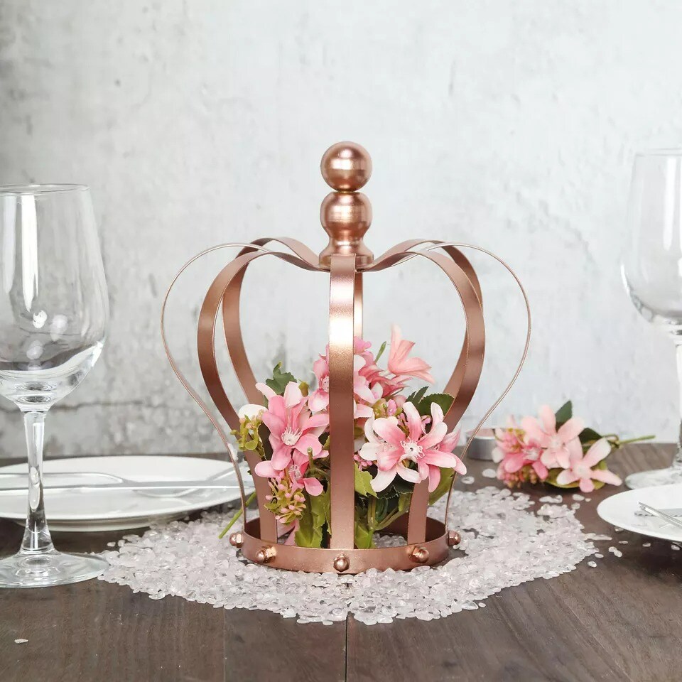 9" tall Rose Gold Royal Metal Crown Cake Topper Kids Birthday Party Centerpiece