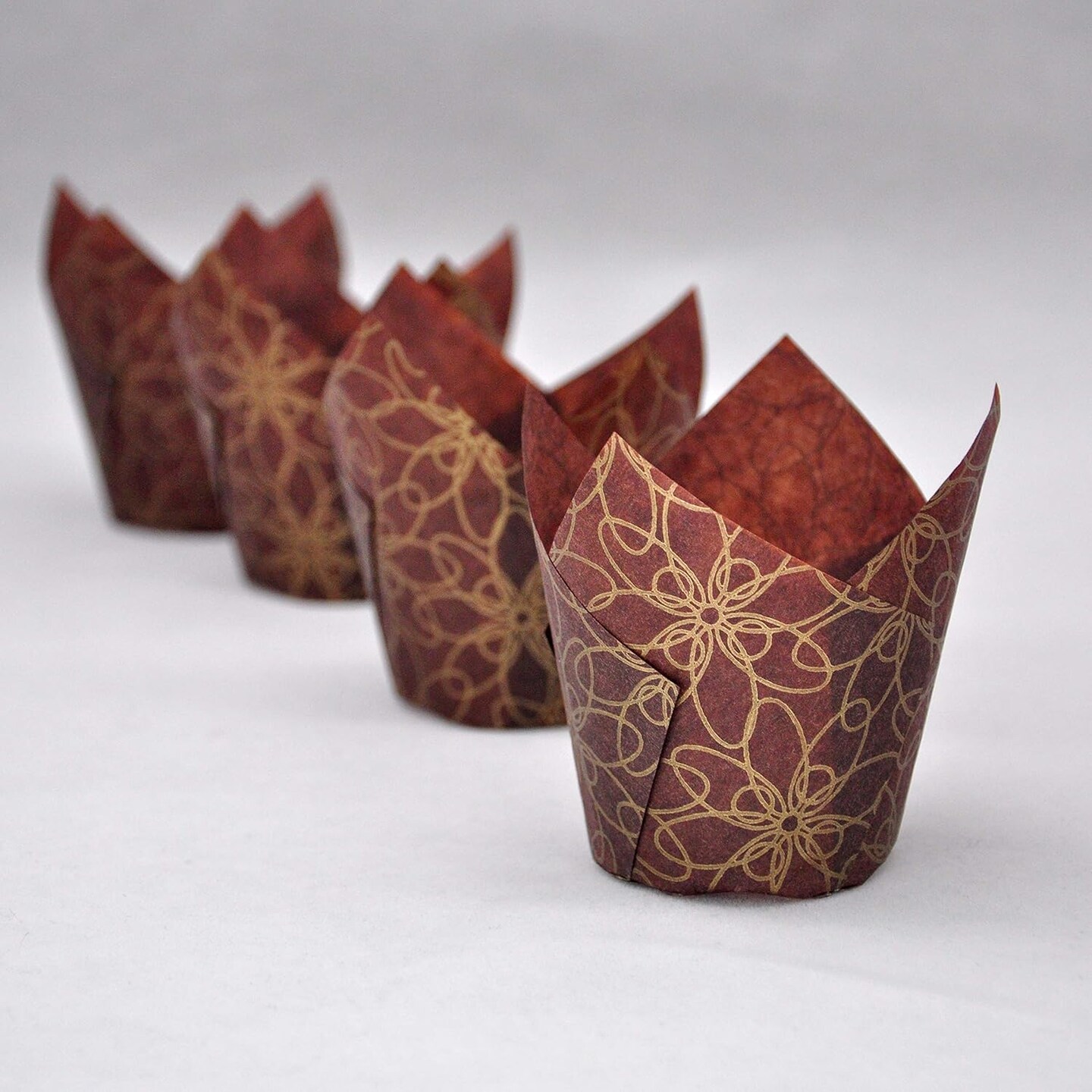 Muffin Greaseproof paper Baking cupcake cups, 2&#x22;(Bottom diameter) x 3-1/2&#x22;(Height) Fancy Floral Print Tulip Baking Cup Case of 125 pcs (125, Standard)