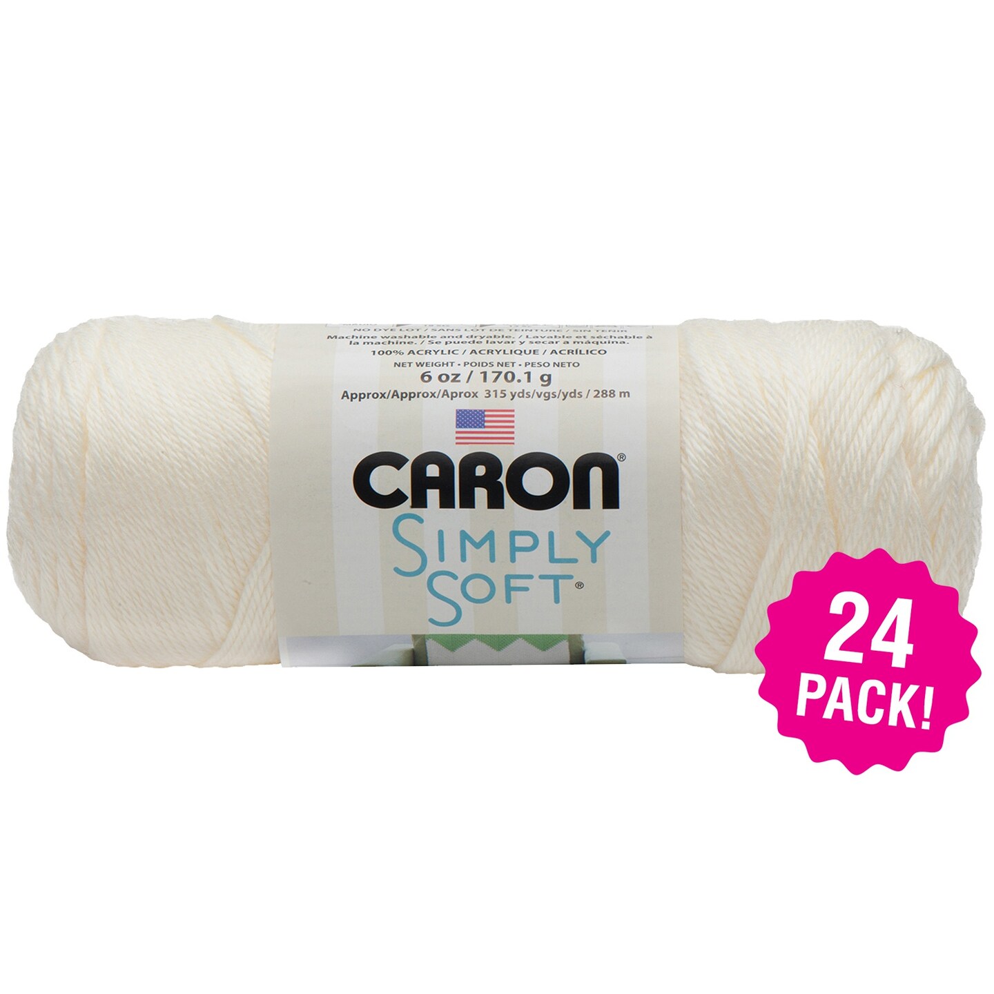 Multipack of 24 - Caron Simply Soft Solids Yarn-Off White