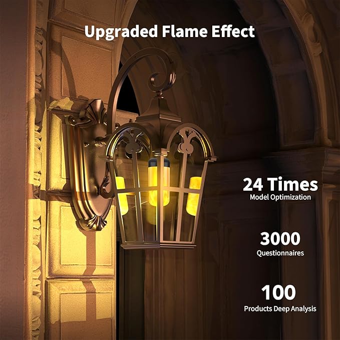 &#x3010;Upgraded&#x3011; LED Flame Light Bulbs, 4 Modes Flickering Light Bulbs with Gravity Sensor, E26 Fire Light Bulb for Halloween, Christmas, Party, Porch, Patio, Indoor Outdoor Decoration-4 Pack