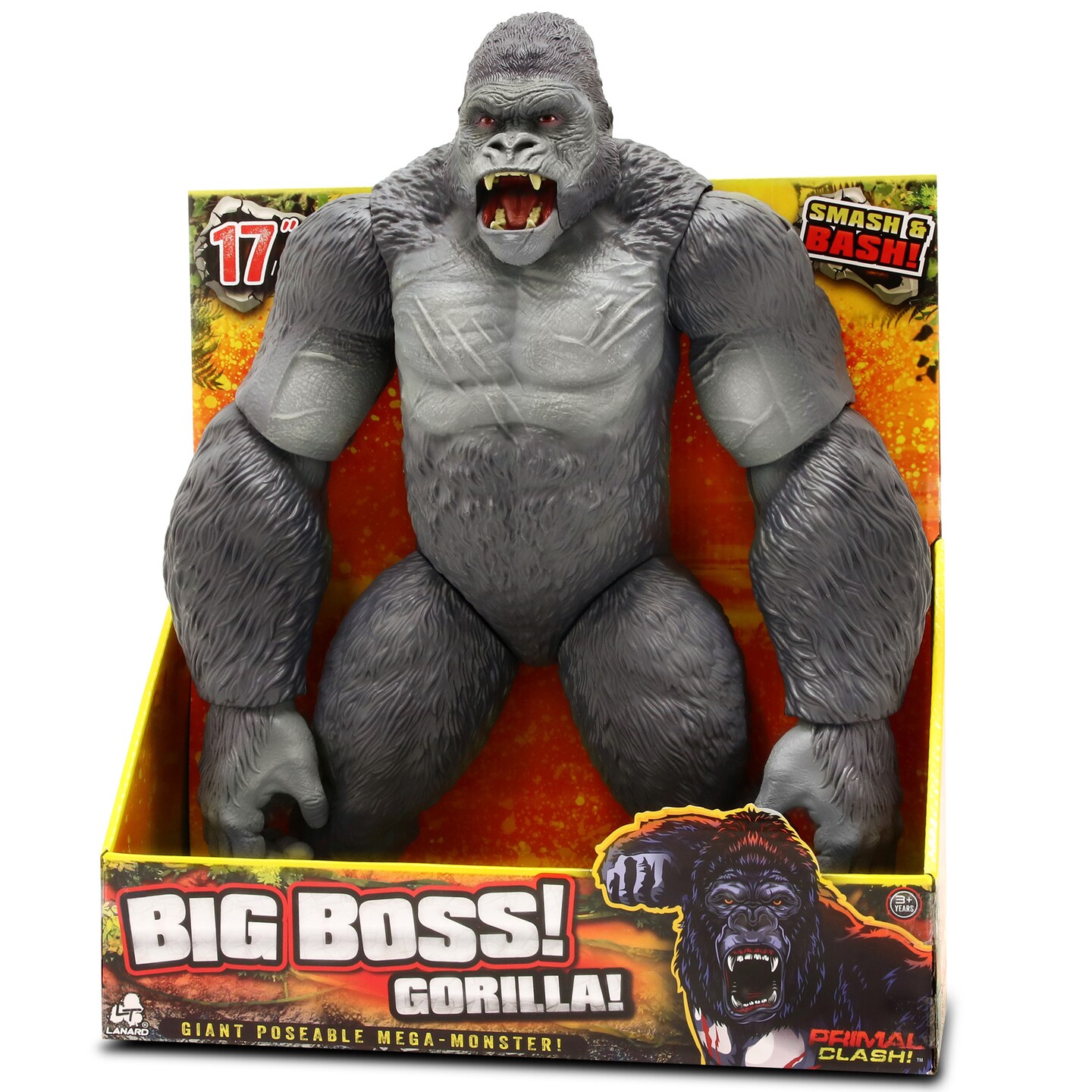 Lanard Primal Clash! Big Boss Gorilla! - 17&#x27;&#x27; Action Figure, Giant Poseable Mega-Monster, Ages 3+