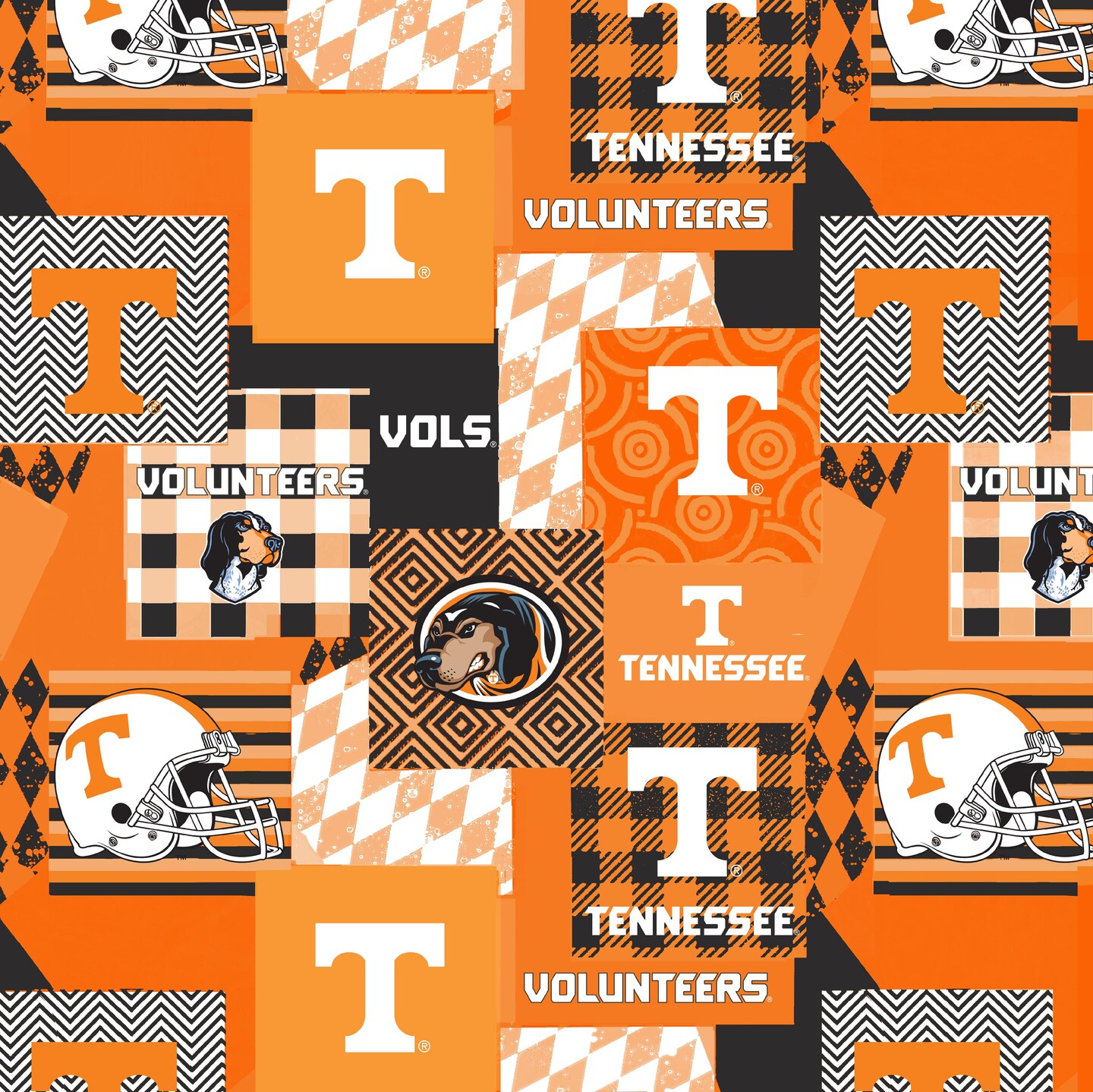 Sykel Enterprises-University of Tennessee Minky Fabric with Geometric Design-Tennessee Volunteers Minky Fleece Sold By The Yard