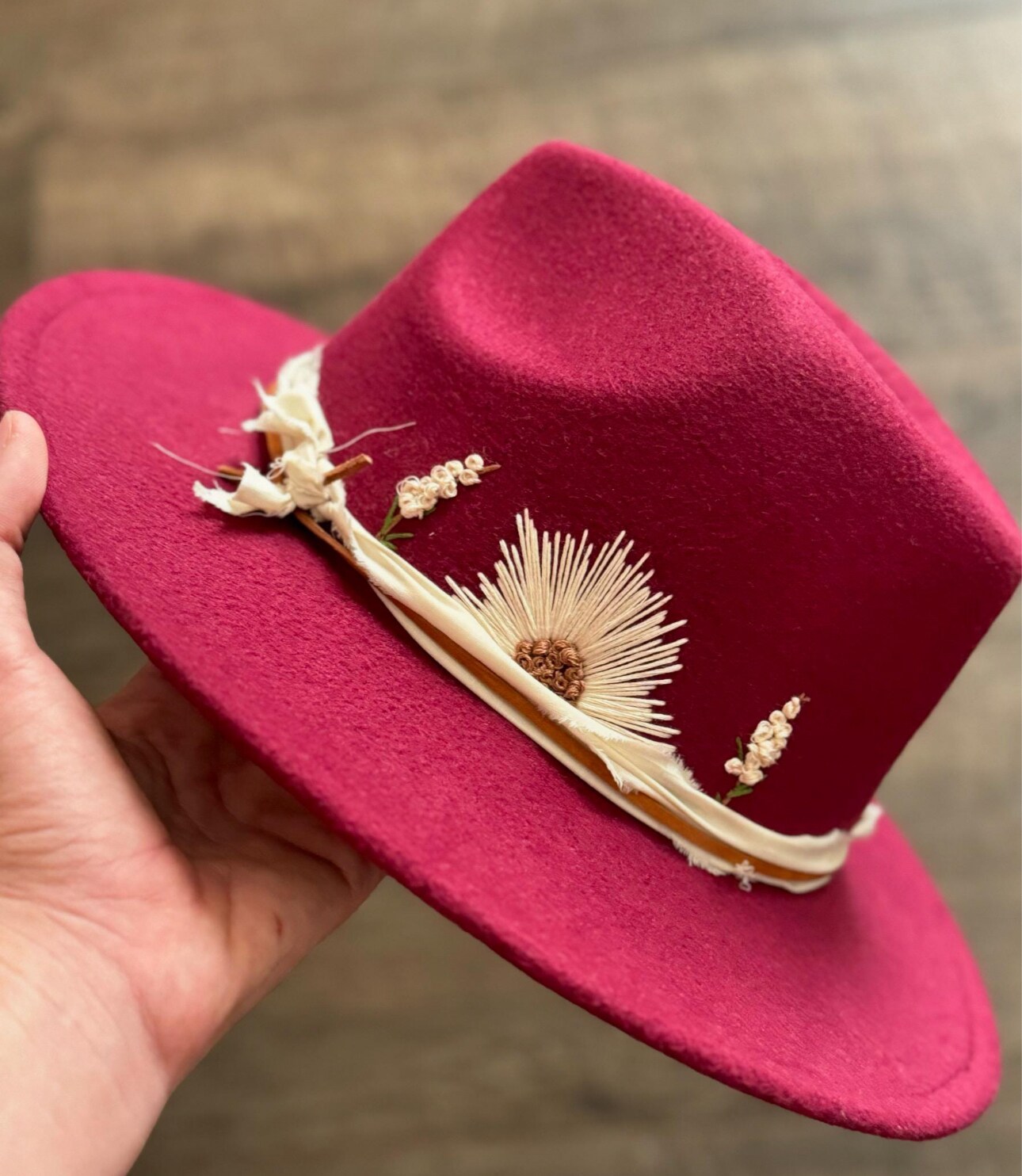 Custom Made to Order Hand Embroidered Wide Brim Felt Hat  display picture 1