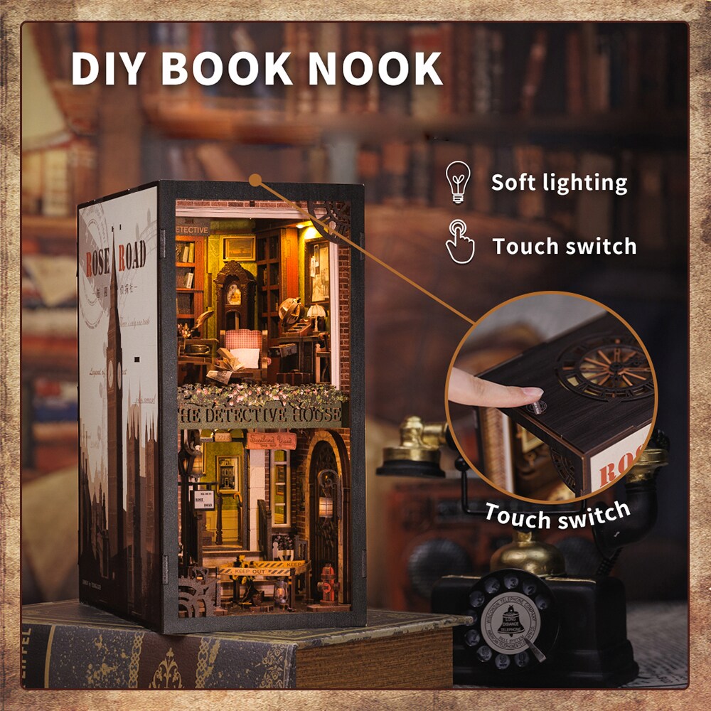 DIY Miniature Book Nook Kit | Rose Detective Agency w/ Dust Cover