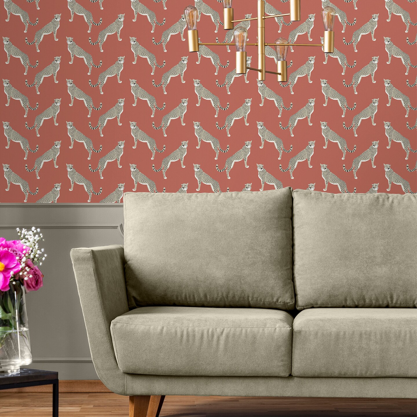 Nicole Miller Guepardo Coral Peel &#x26; Stick Wallpaper