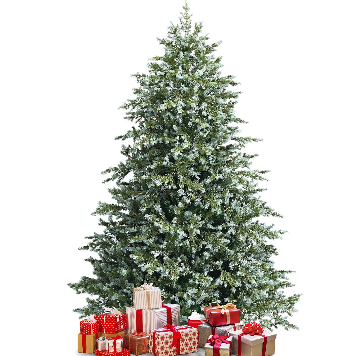 Costway 7ft Artificial Christmas Spruce Hinged Tree w/ 1260 Mixed PE &#x26; PVC Tips