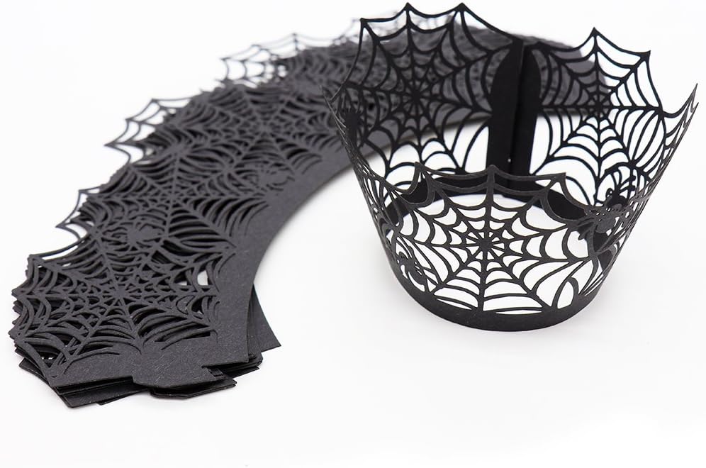 Halloween Cupcake Wrappers,Spider Web Cupcake Wrapper,Halloween Party Decorations Supplies 36Pcs