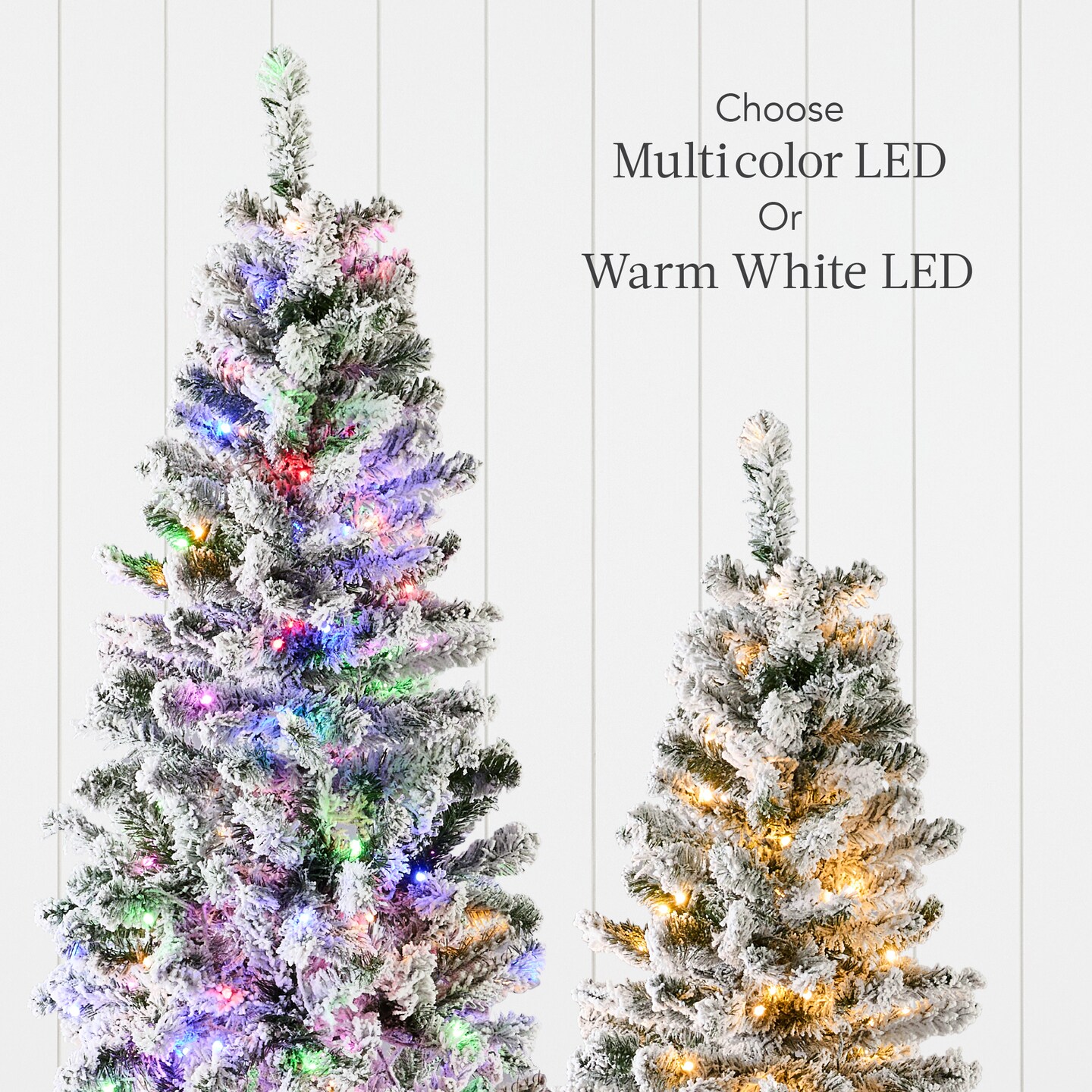 Best Choice Products Pre-Lit Artificial Snow Flocked Pencil Christmas Tree Decoration w/ Multicolor Lights
