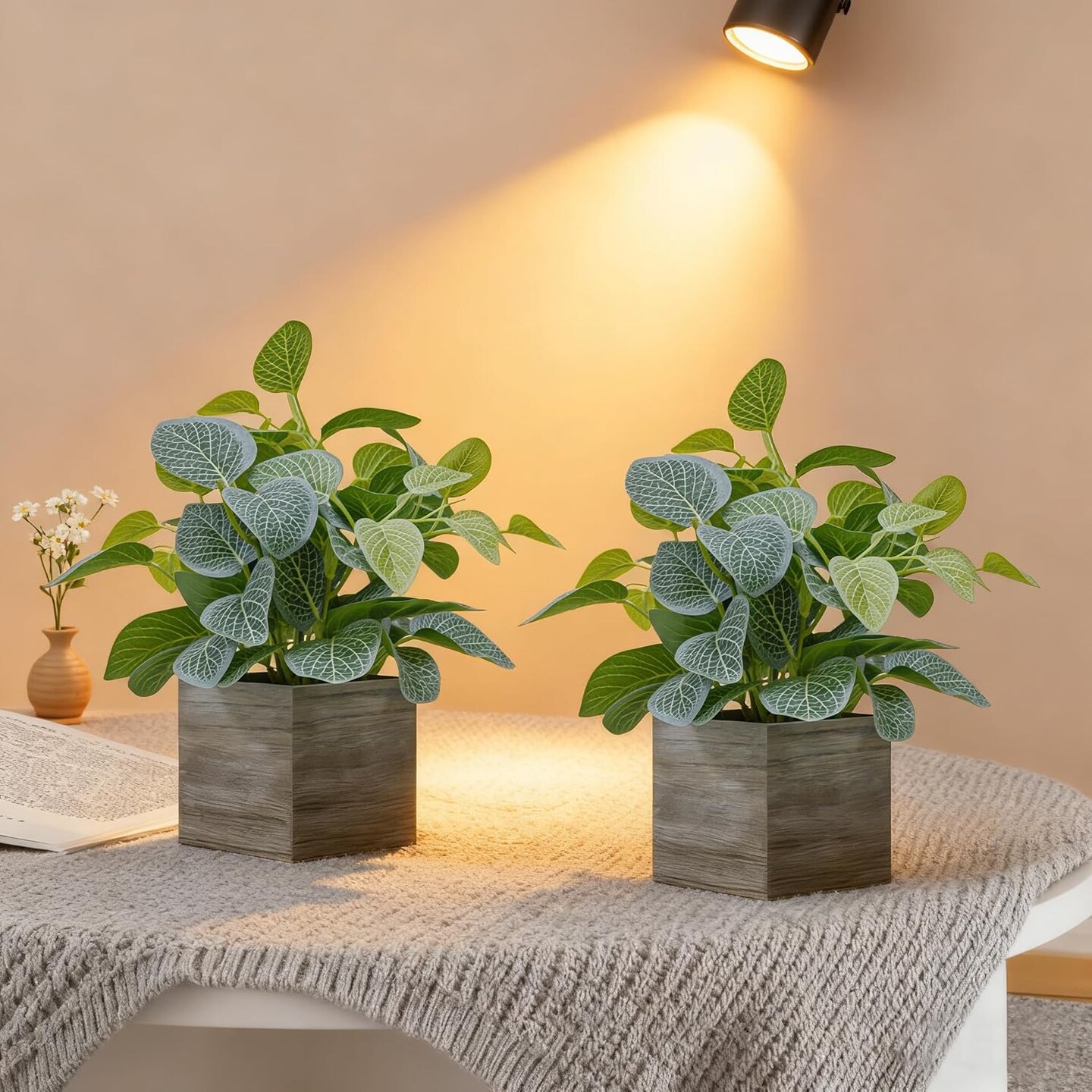 Michaels, 2-Pack 12” Artificial Eucalyptus Plants in Wooden Pots – Realistic Faux Potted Silk Greenery – Indoor Desk & Shelf Home Decor for Living Room, Bedroom & Office – Category: Potted Plants