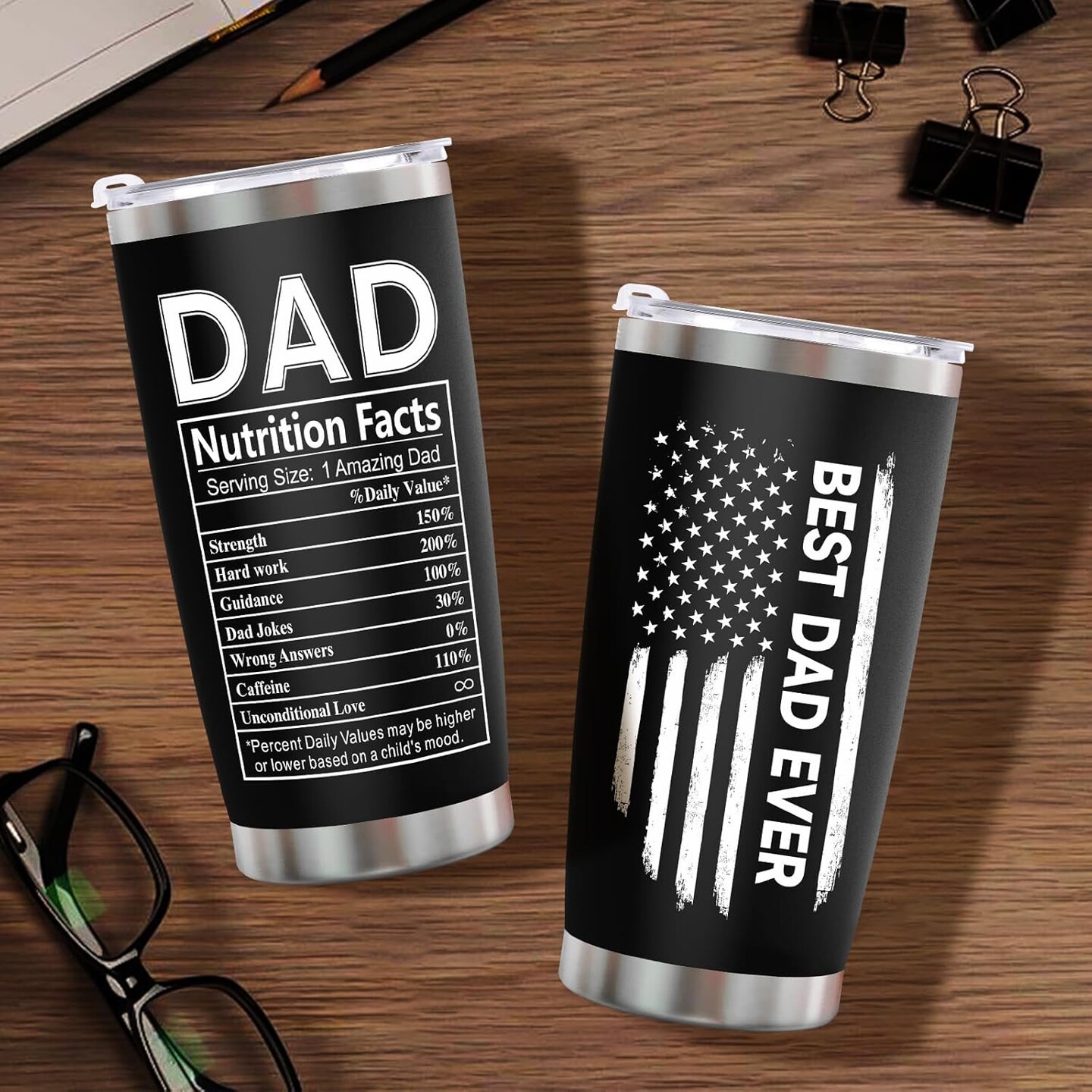 Father’s Day Gifts for Dad – 20oz Stainless Steel Insulated Tumbler with Lid & Straw | Leakproof Travel Coffee Mug for Men, Husband, Stepdad, Grandpa, Uncle | Birthday & Christmas Gift for Him
