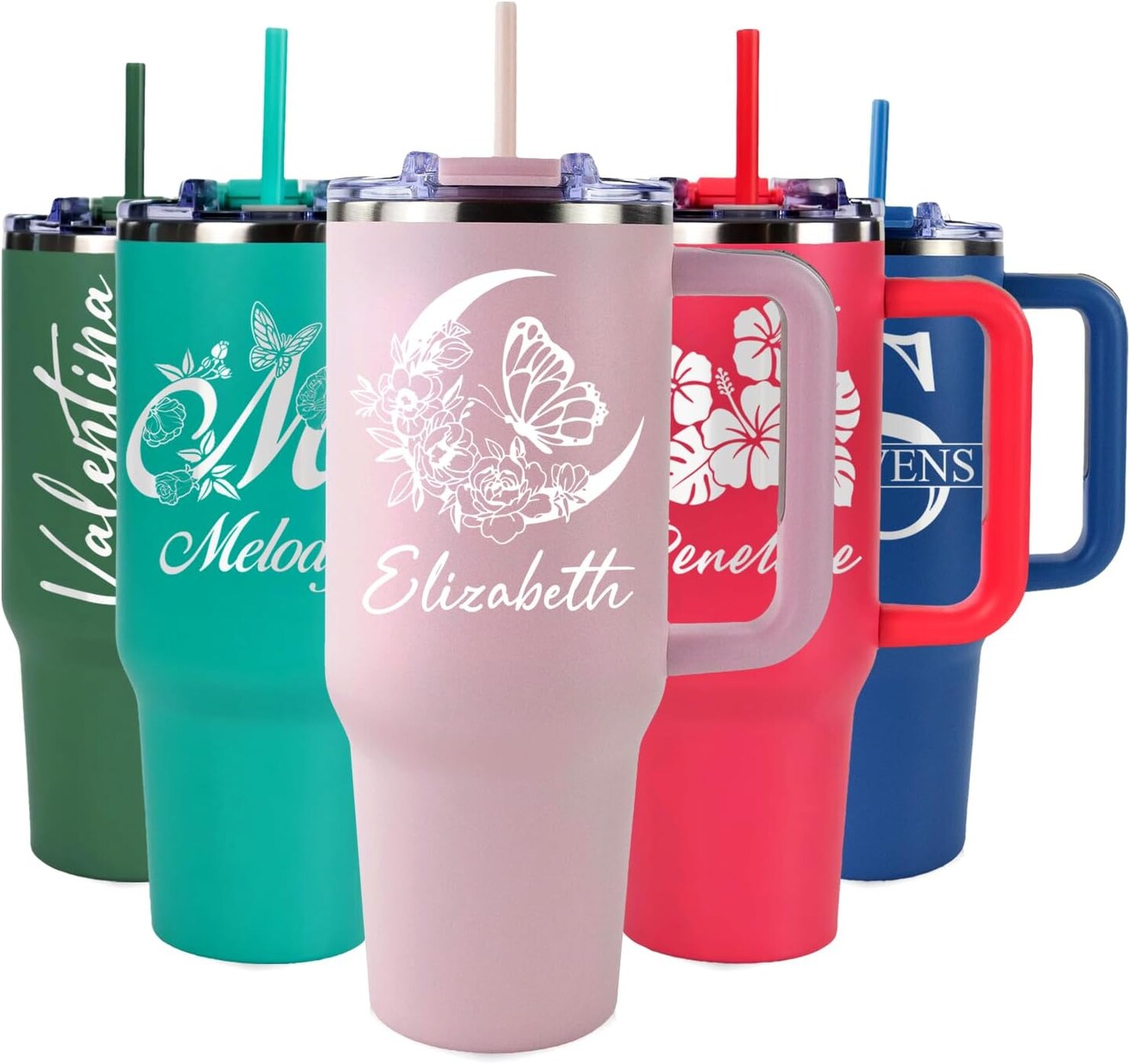 Personalized 40oz Engraved Stainless Steel Tumbler with Handle