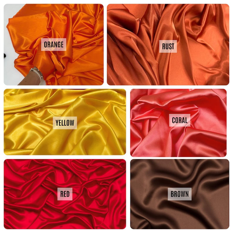 Stretch Charmeuse Satin Fabric by the Yard, 58" Wide Silky Lightweight Satin for Bridesmaid Dresses, Gowns, Lingerie