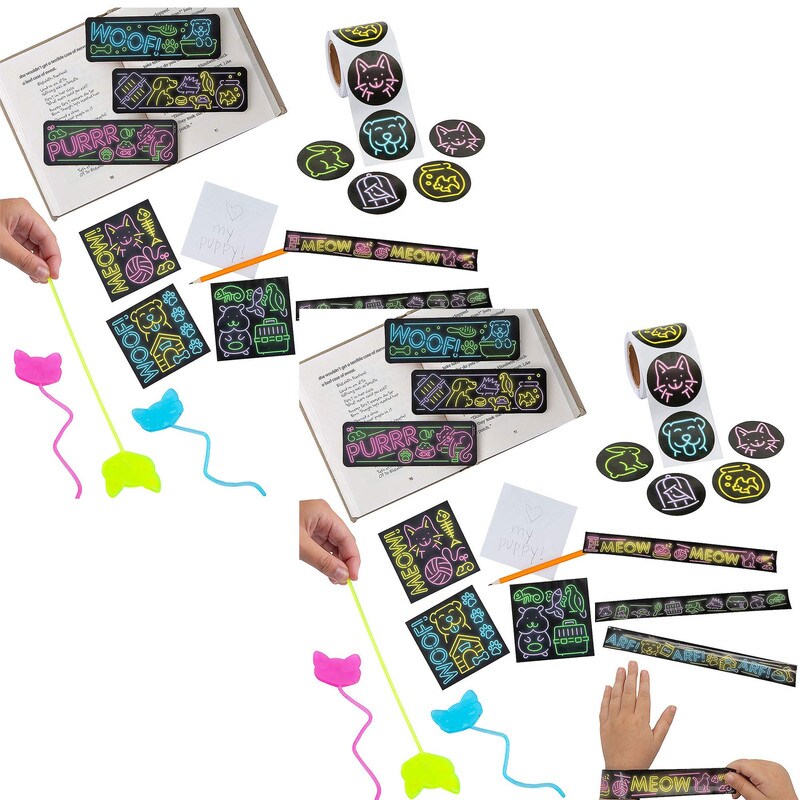 Bulk 208 Pieces Glow In The Dark Neon Pets Assortment