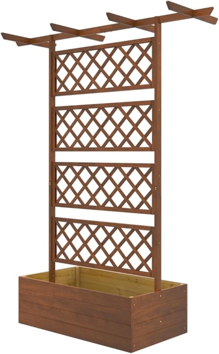 3-in-1 Fence Hanging Basket Flower Planter Box with Trellis