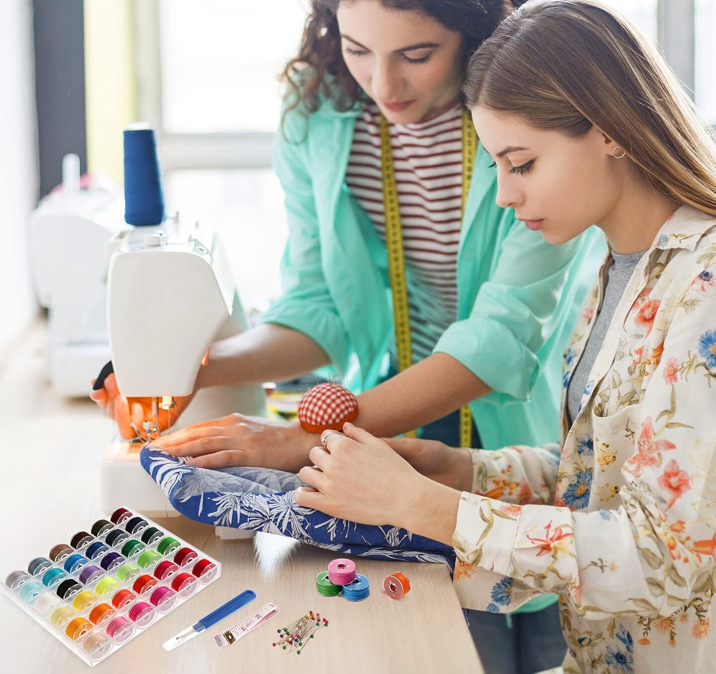 36-Color Bobbin Thread Set with Storage Case – Prewound Class 15 Bobbins Compatible with Singer, Brother, Janome, and Embroidery Machines